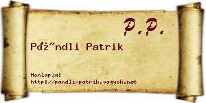 Pándli Patrik névjegykártya